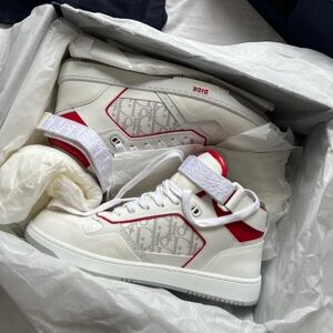 BNIB DIOR men’s Homme Dior B27 High Top Oblique White Red 44 Us 11 Sneakers